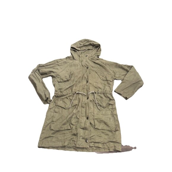 American Eagle Outfitters Army Green Women’s Hooded Jacket Size S Zip/Button Up - Picture 1 of 3